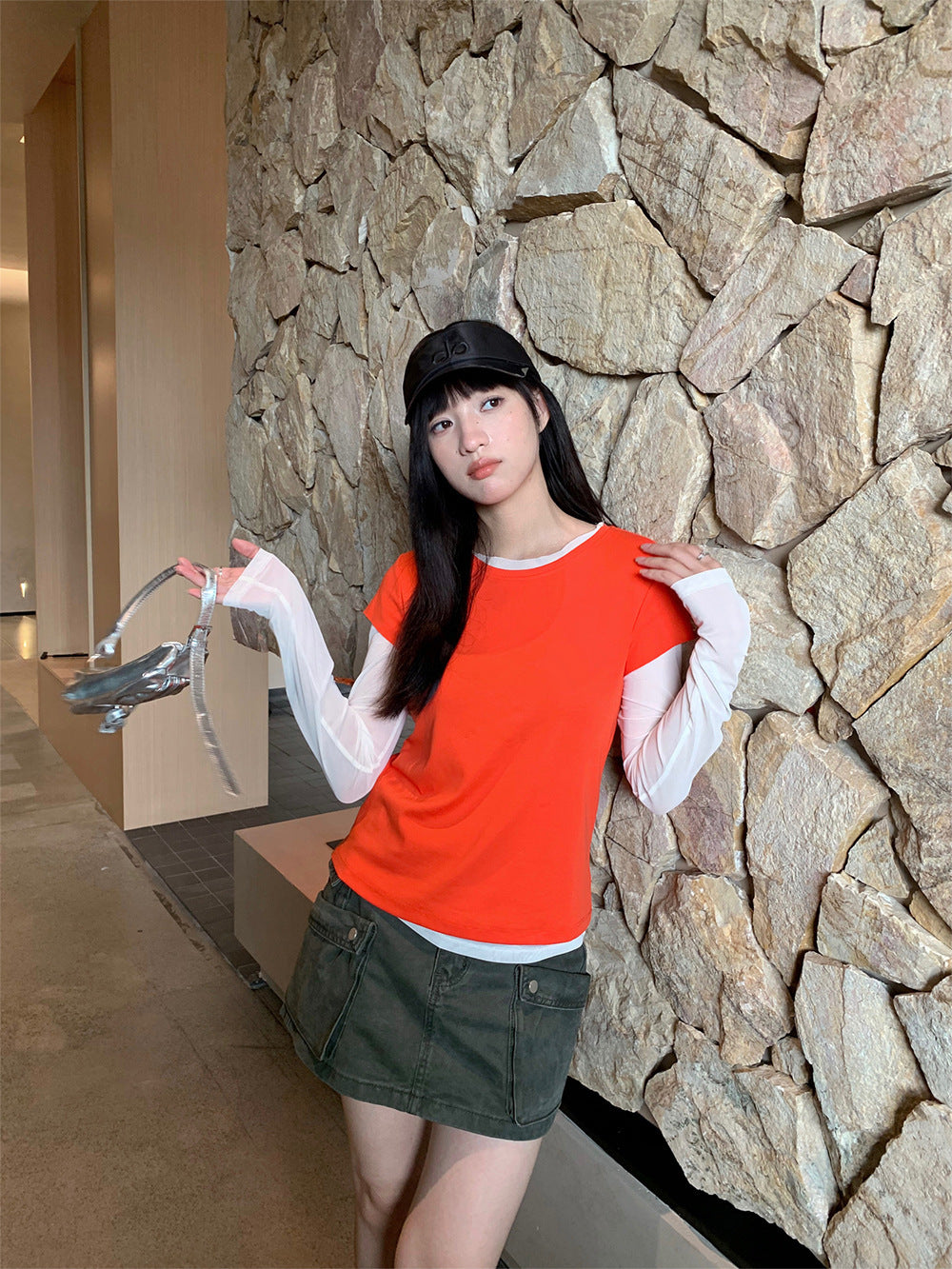 Summer Workwear Low Waist Skirt Women's Pocket Skirt