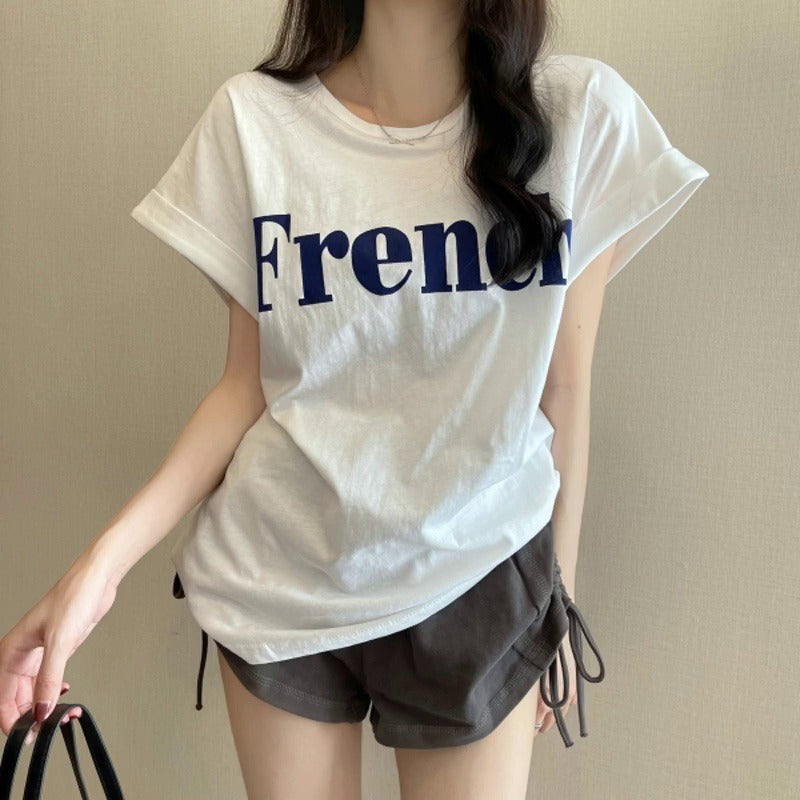 Off-shoulder Short-sleeved T-shirt Loose Women's Summer Top