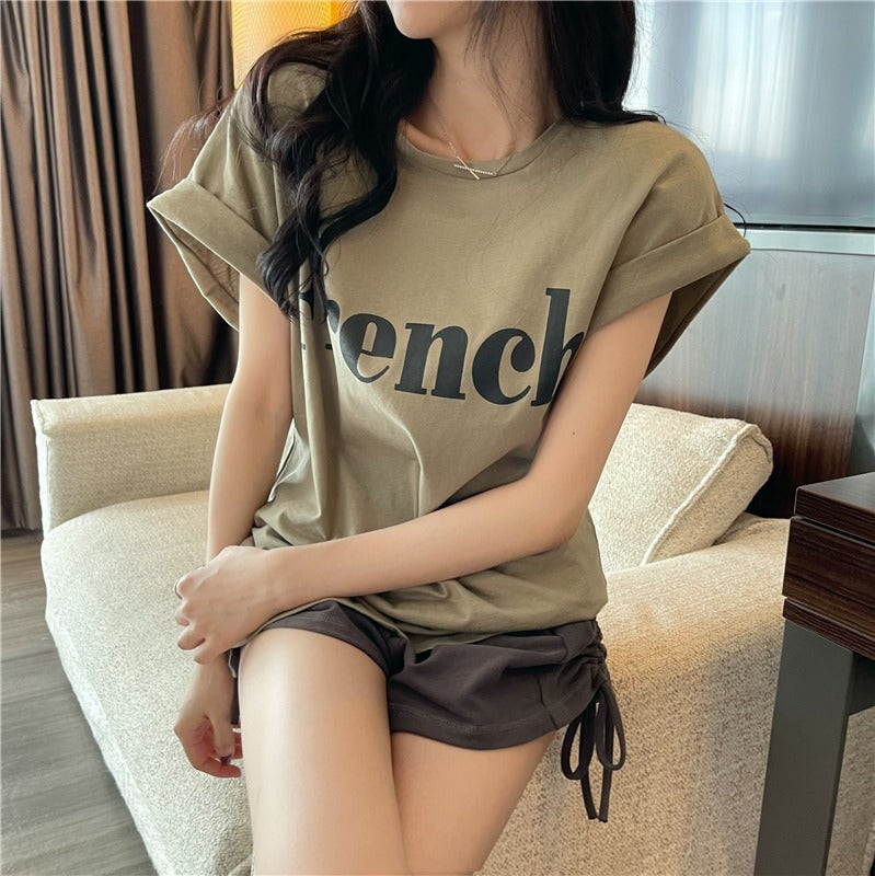 Off-shoulder Short-sleeved T-shirt Loose Women's Summer Top