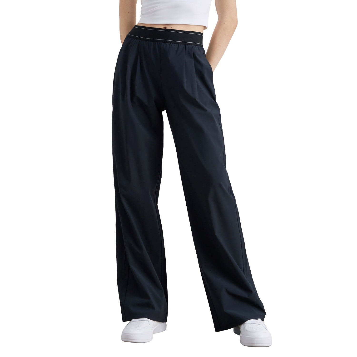 Casual Wide Leg Drooping Straight Pants Waistline Lifting Design